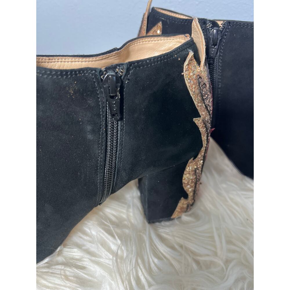 Katy Perry The Flame Black 9 Sequin Ankle Boots Heel Velvet Festival Glam Punk - Picture 5 of 11